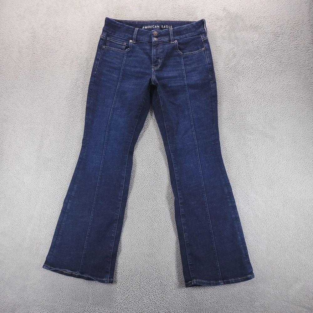 American Eagle Jeans Womens 10 Blue Curvy Kick Boot Front Seam Stretch
